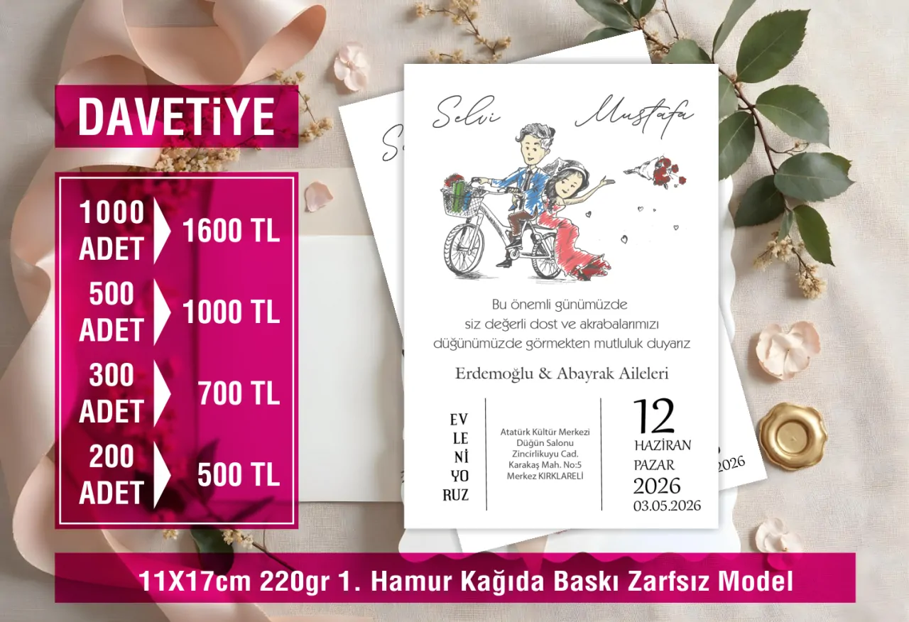 Türkiye Geneli Düğün Davetiyesi Siparişi Artık Çok Daha Kolay | Online Matbaa