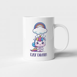 Özür Dilerim Unicorn Baskılı Kupa Bardak