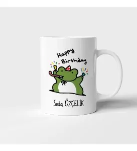 İyi Ki Doğdun Happy Birthday Kurbağa Figürlü Baskılı Kupa Bardak