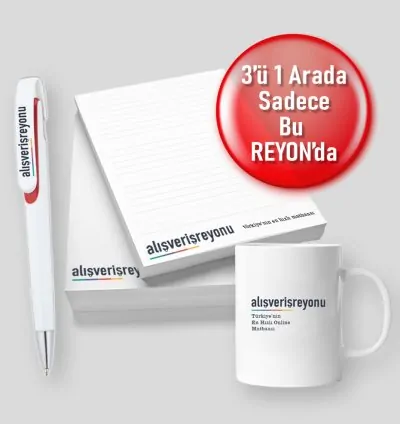 Bloknot Kalem Kupa Bardak Üçlü Set Bir Arada