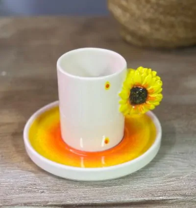 Ayçiçeği Temalı Kahve Fincanı