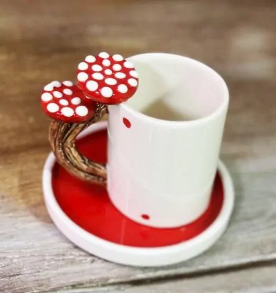 Kırmızı Mantar Temalı Kahve Fincanı