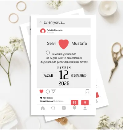 Kişiye Özel Düğün Davetiyesi – Özel İnstagram Temalı Tasarım 2026