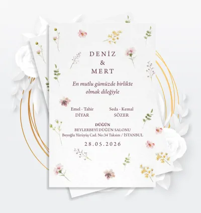 Minimal Özel Tasarım Düğün Davetiyesi