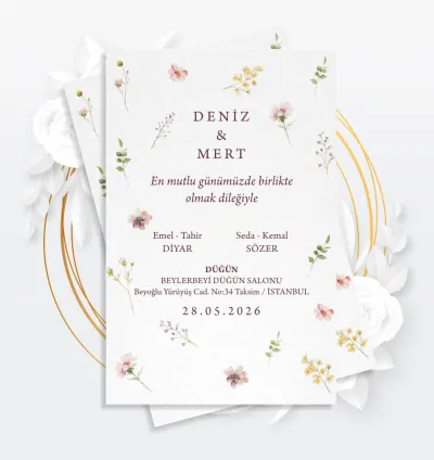 Minimal Özel Tasarım Düğün Davetiyesi