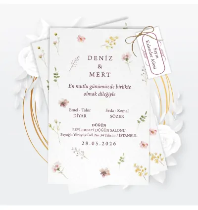 Zarfsız Ekonomik Düğün Davetiyesi