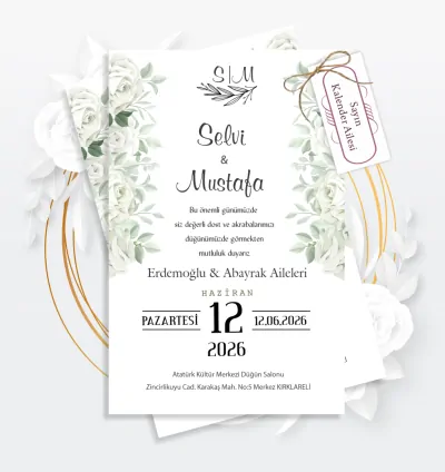 Zarfsız Ekonomik Düğün Davetiyesi