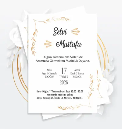 Yeni Sezon Özel Tasarım Düğün Davetiyesi