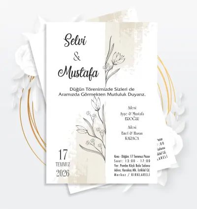 Yeni Sezon Özel Tasarım Düğün Davetiyesi